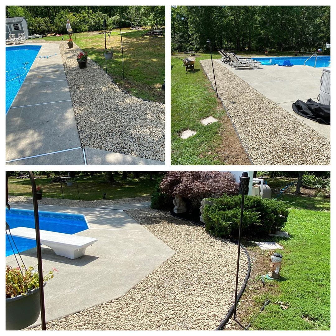 Pool Side Stone Installation 